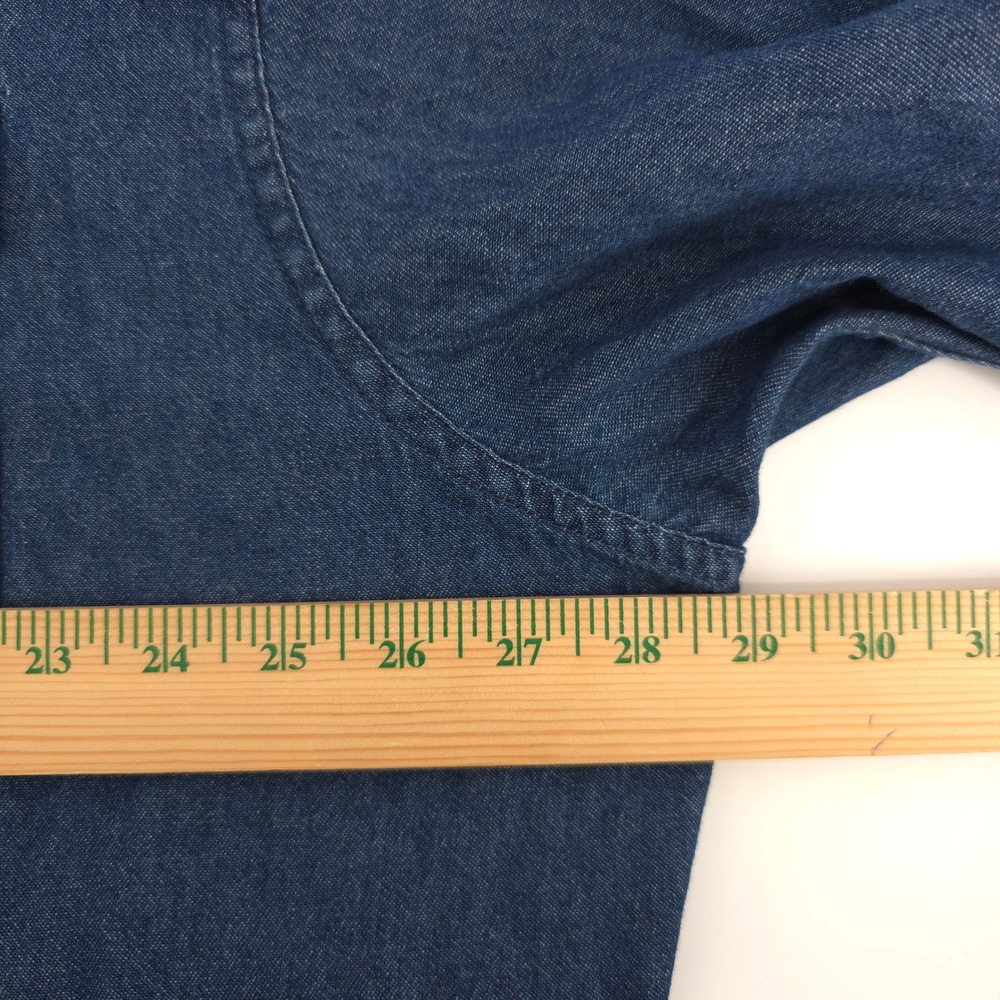 Wrangler‎ Men's 2XL Blue Denim Chambray Work Shirt Long Sleeve - Picture 5 of 7